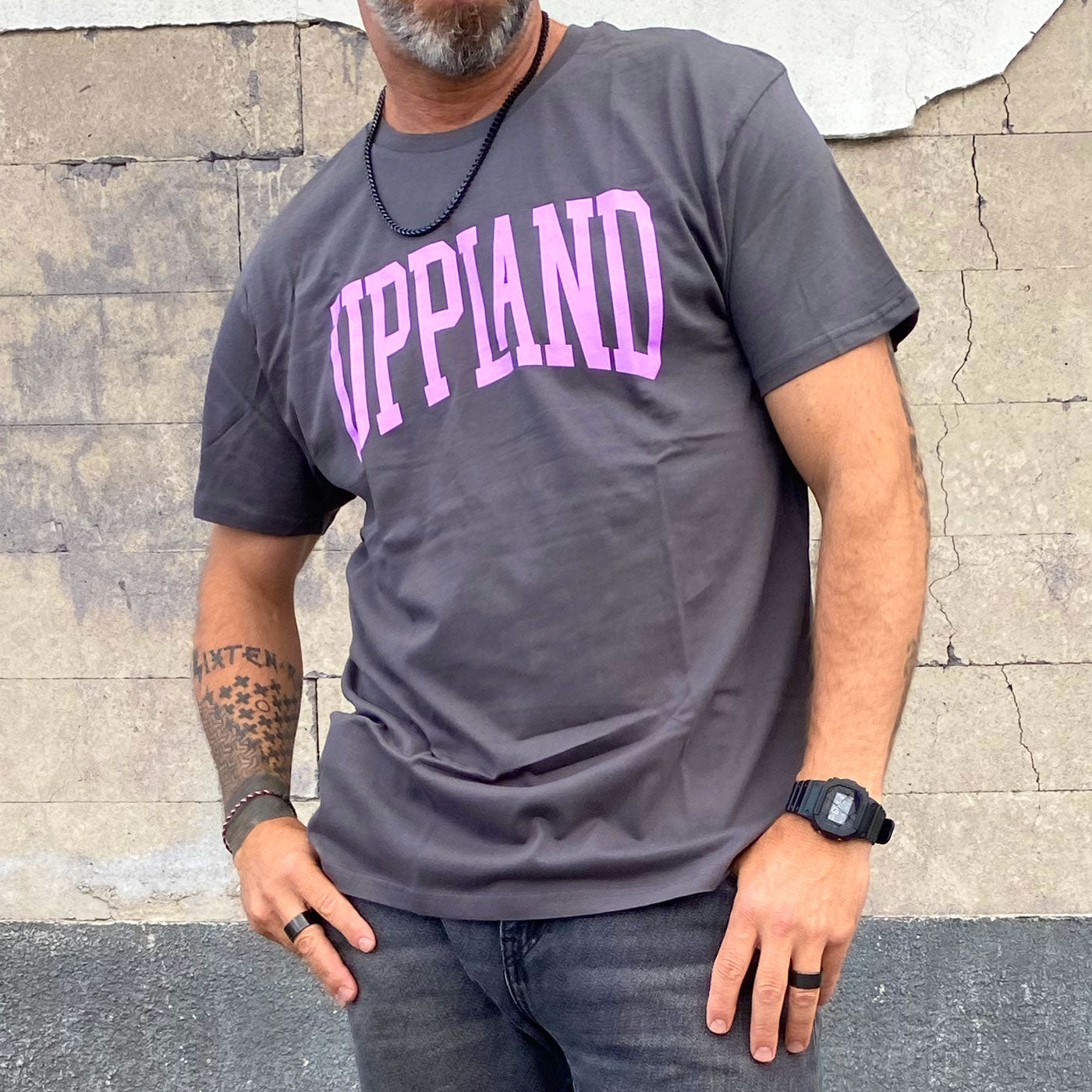 Uppland T-shirt, antracitgrå + lavendel