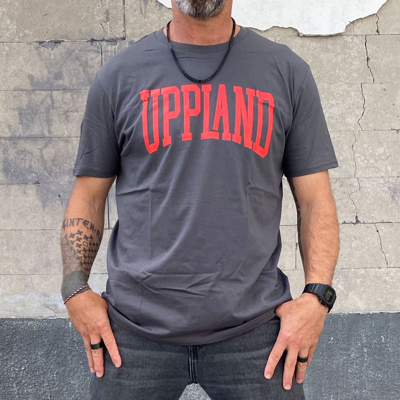 Uppland T-shirt, antracitgrå + vallmo